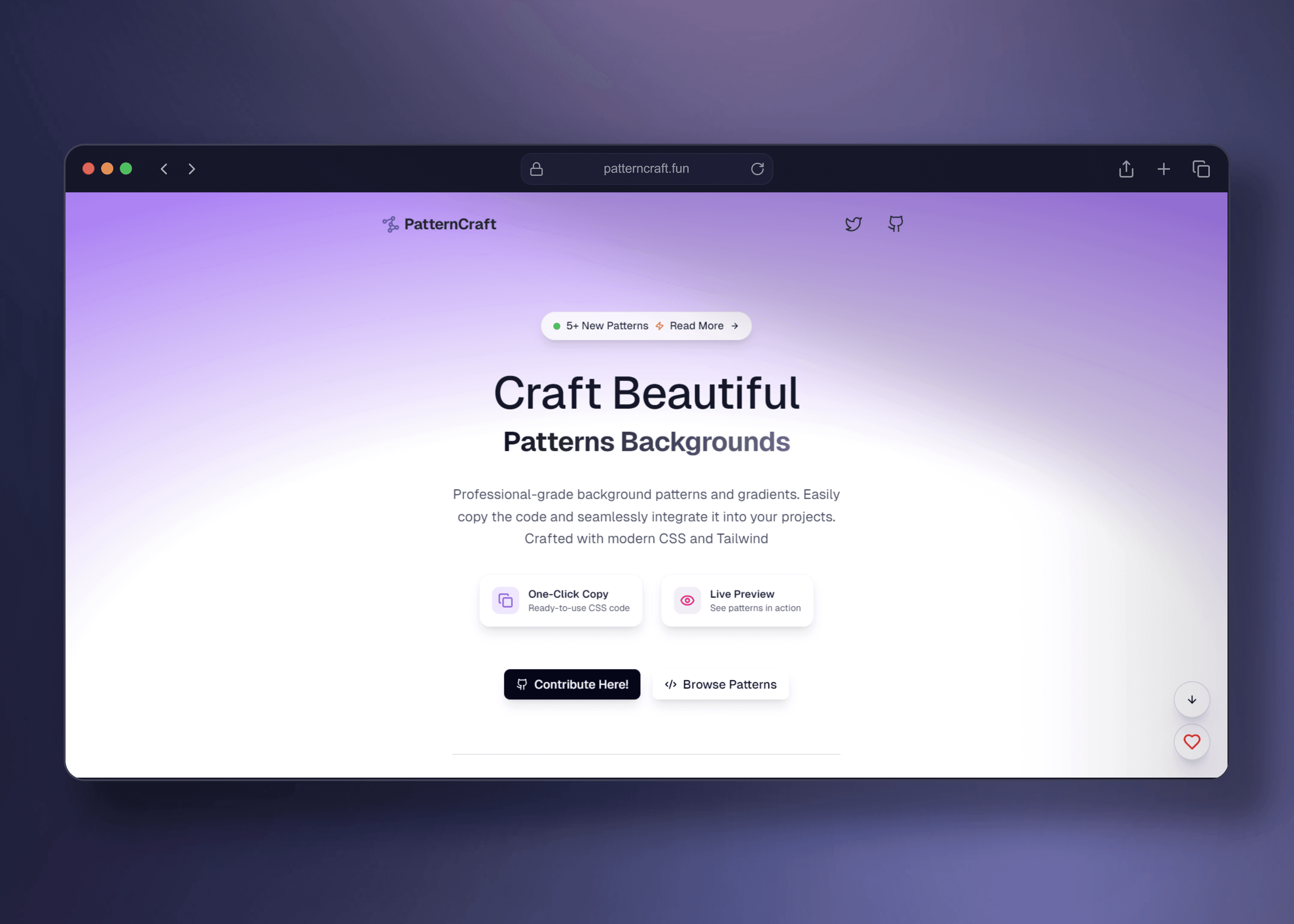 PatternCraft – бесплатные CSS-паттерны для вашего сайта
